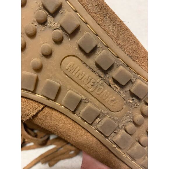 Minnetonka Fringe Leather Mid Calf Brown Flat Boot Women's Size 7.5 - Picture 12 of 12